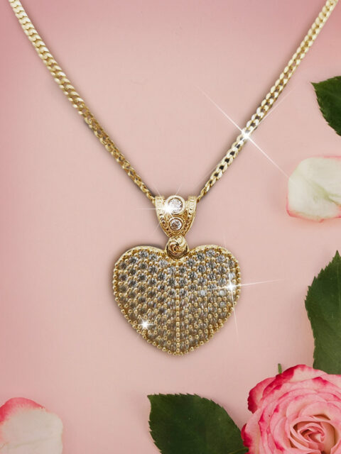 14K Heart Pave Pendant