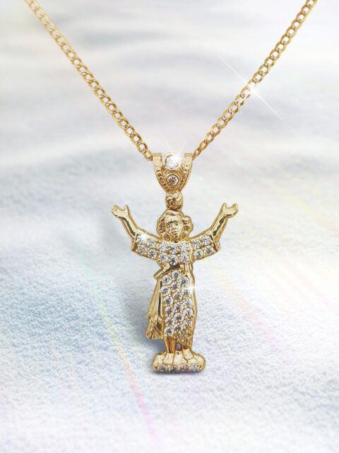 14K Divine Child Stone Pendant